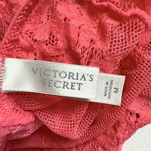 Victoria's Secret Women's Lace Chemise Sz M Pink Sheer Halter Lingerie Nightgown - Picture 7 of 9